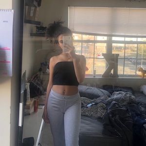 Grey velour sweatpants